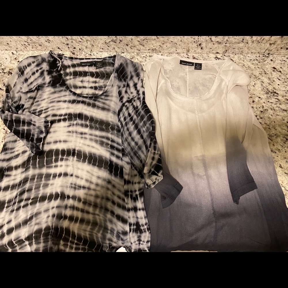 Lot Of 2 DKNY Jeans Tops Ombre Tie Dye Size Small